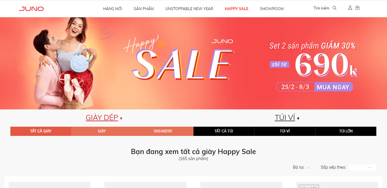 Website bán hàng quần áo Juno